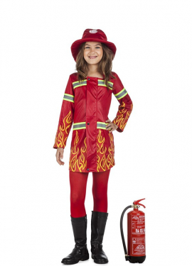 Fato de bombeiro em chamas para menina