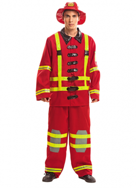 Fato de bombeiro vermelho para homem