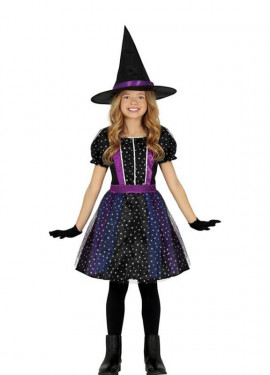 Dark Silver Stars Witch Costume for Girl