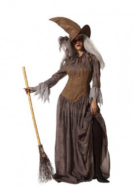 Fato feminina de bruxa da floresta marrom