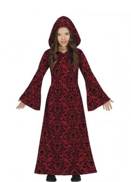 Fato de bruxa com capuz vermelho para menina