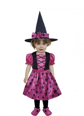 Fato de bruxa estrela roxa para bebé