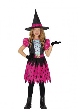 Fuchsia Stars Witch Costume for Girl