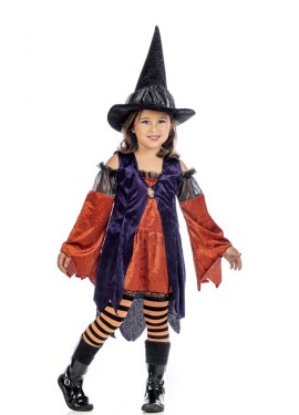 Fato de bruxa laranja para menina