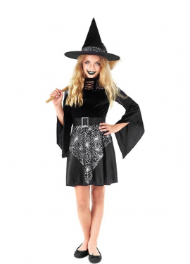 Black Witch Cobwebs Costume for Girl