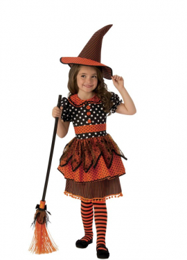 Black and Orange Witch Costume for Girl