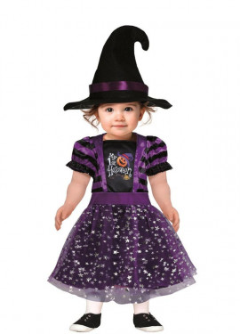 Fato de bruxa estrelinhas para bebé