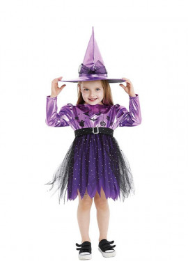 Fato de Bruxa Baby Lilás para menina e bebé