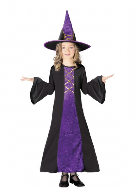 Fato de bruxa lilás para menina