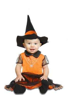 Fato de bruxa laranja para bebê