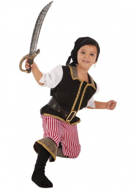 Fato de bucaneiro às riscas para menino