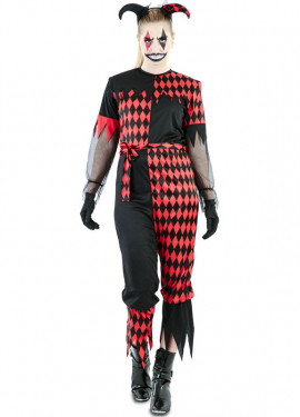 Fato de bobo da corte sinistro para mulher