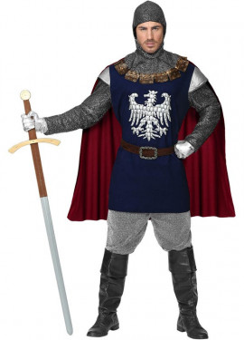 Blue Eagle Knight Costume with Cape for Men