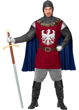 Red Eagle Knight costume with cape for men