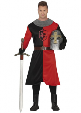 Red and black Medieval Knight costume for men