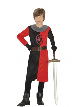 Red and black Medieval Knight costume for children