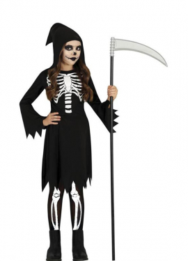 Fato de Caveira da Morte com Capuz para Menina
