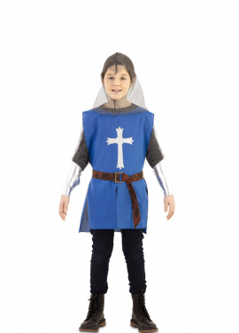 Blue Medieval Warrior Cloak Costume for children