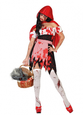 Fato de Chapeuzinho Vermelho sangrento para mulher no Halloween
