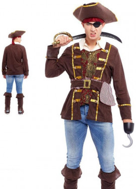 Fato masculina de capitão pirata