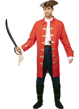 Fato de Capitão Pirata Vermelho com Cinto para Homem