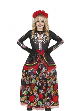 Fato Catrina com saia comprida estampada para menina