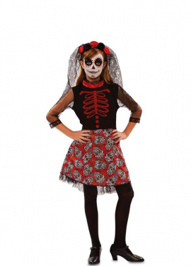 Red Catrina costume for girls