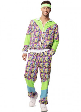 Fato de treino dos anos 90 com estampa verde para homem