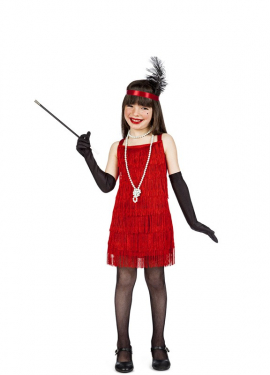 Fato de Charleston Fringes Red para menina