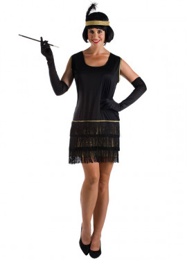 Fato de Charleston preto para mulher