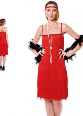 Fato de Charleston vermelho feminino