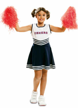 Fato de líder de torcida branco e azul para menina