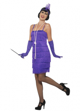 Fato de menina roxa dos anos 20 para mulher