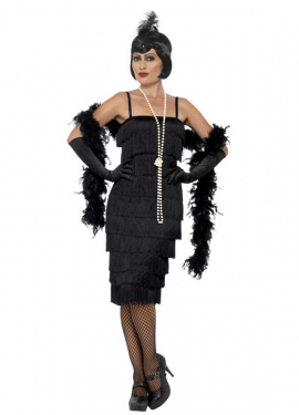 Fato de menina negra dos anos 20 para mulher