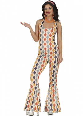 Multicolour 70s Disco Girl Costume for Women