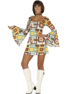 Multicolor Disco Girl Costume for Women