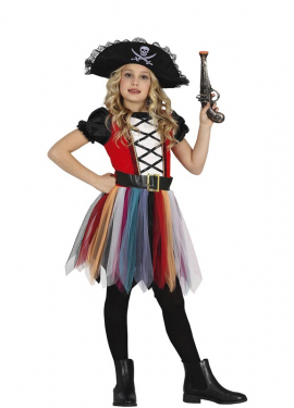 Fato de menina pirata multicolorido para menina