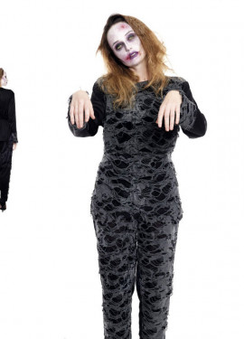 Fato de Zombie Girl estampado preto para mulher