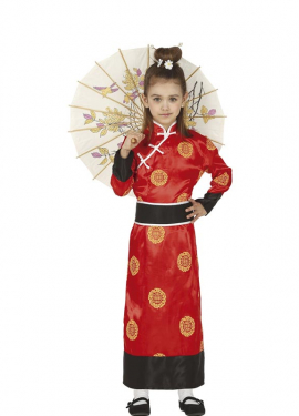 Red and Black China Costume for Girl