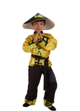 Fato de chinês amarelo para menino