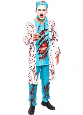 Fato de cirurgião zumbi para adulto