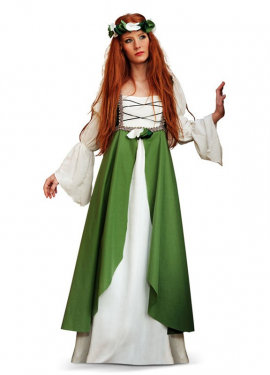 Fato de Clarissa medieval verde para mulher