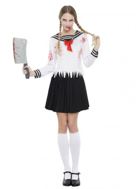 Fato de Japo Zombie Schoolgirl para mulher