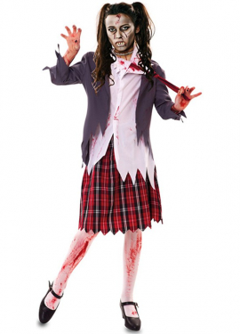 Fato de zumbi colegial para mulher