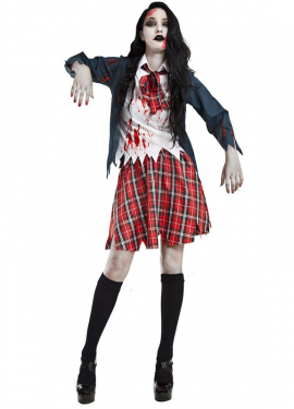 Fato de zumbi colegial para mulher
