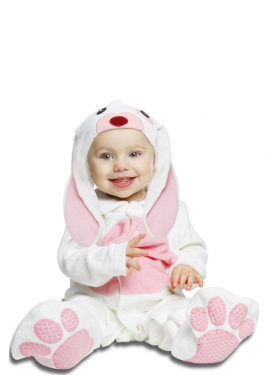 Fato de coelho branco e rosa para bebê