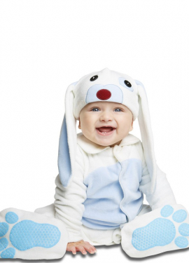 Fato de coelho branco e azul para bebê