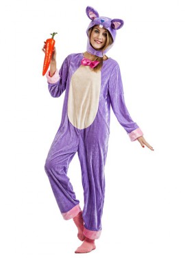 Fato de coelho lilás para mulher