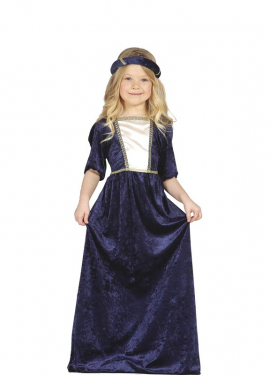 Fato de senhora medieval azul para menina