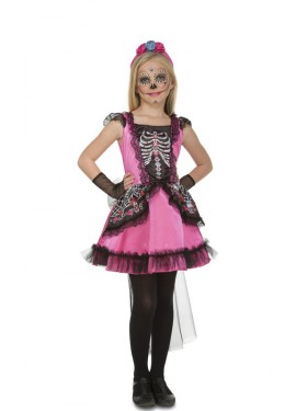 Pink Skeleton Damsel Costume for Girl